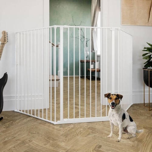 DogSpace -  Rocky L – bardzo wysoka, przykręcana bramka dla psa, biała (90-221cm)