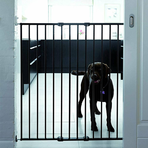 DogSpace - Charlie – bardzo wysoka, przykręcana bramka dla psa, czarna (63.5-107cm)