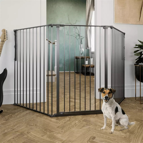 DogSpace -  Rocky L – bardzo wysoka, przykręcana bramka dla psa, czarna (90-221cm)