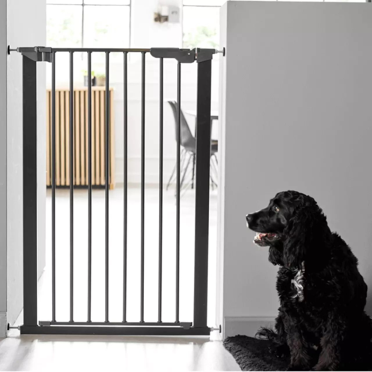 DogSpace Bonnie Extra Tall Pressure Fitted Dog Gate, Black(73.579