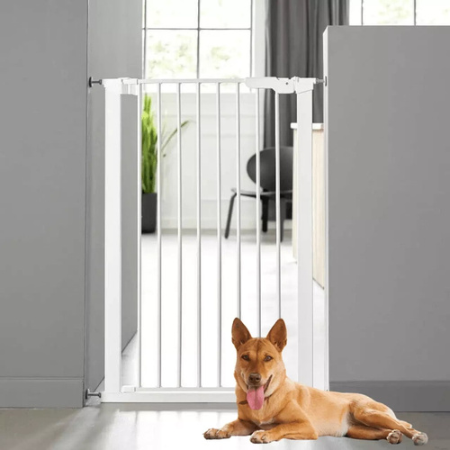 DogSpace - Bonnie – bardzo wysoka, rozporowa bramka dla psa, biała (73.5-79.6cm)